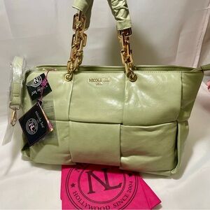 Nicole Lee Sage Quilted, Puffer Tote/Crossbody, NWT